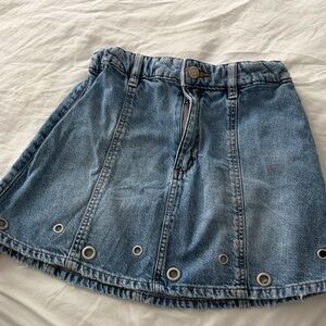 Zara Blue Denim Mini Skirt with Grommets